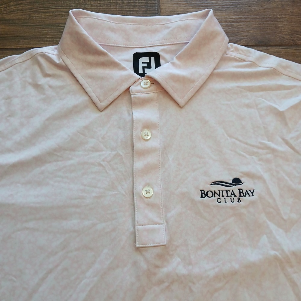 FootJoy Polo Mens Extra Large Pink‎ Painted Floral Golf Bonita Bay Club Stretch